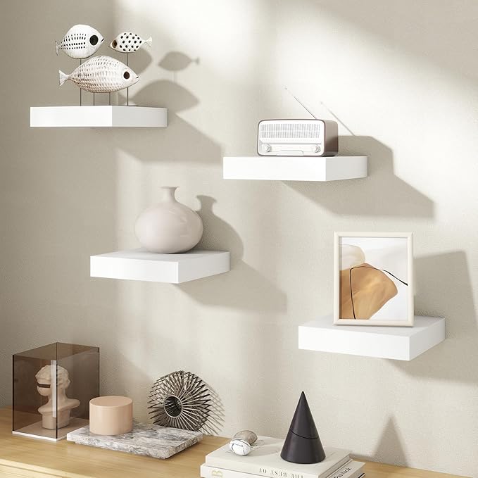 Axeman Square Floating Shelves for Wall, 4 Pack Wall Mounted Floating Shelf - Image 7