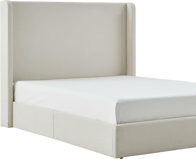 King Size Upholstered Bed Frame, 52.3" High Headboard Carmen Wingback Bed Frames - Image 9