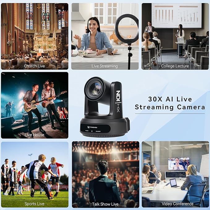 TONGVEO NDI AI Auto-Tracking IP PTZ Camera SDI/HDMI/USB3.0/LAN PoE 30X Optical - Image 7
