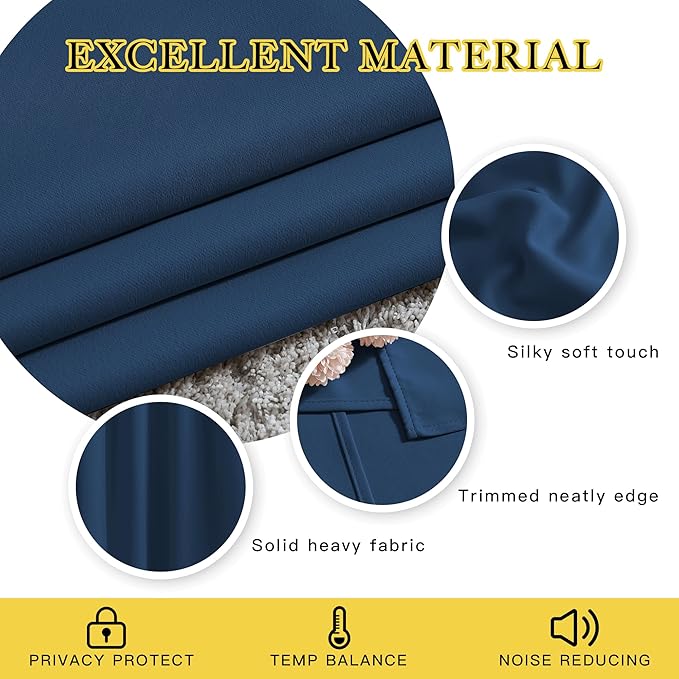 NICETOWN Moroccan Blue Blackout Living Room Curtains 110 inches Long, Grommet - Image 3
