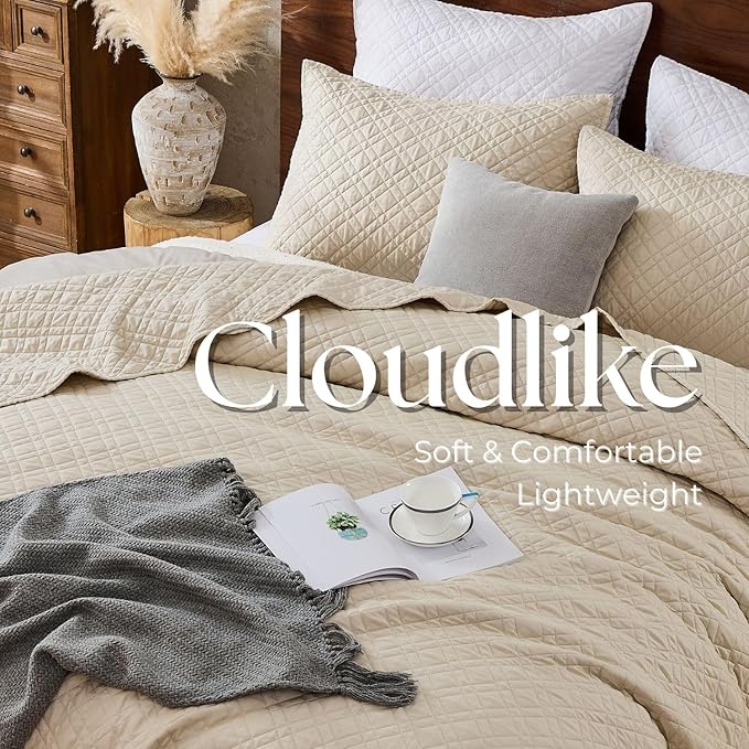 Queen Quilt Set with Shams Lightweight Quilted Bedspread Coverlet Thin - Image 6