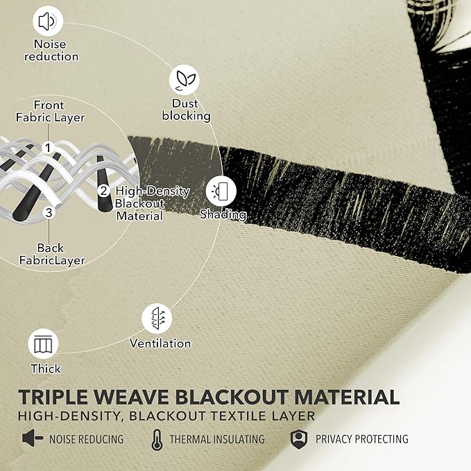 Deconovo Blackout Curtains, Thermal Insulated, W52 x L84 2 Panels, Back Tab - Image 4