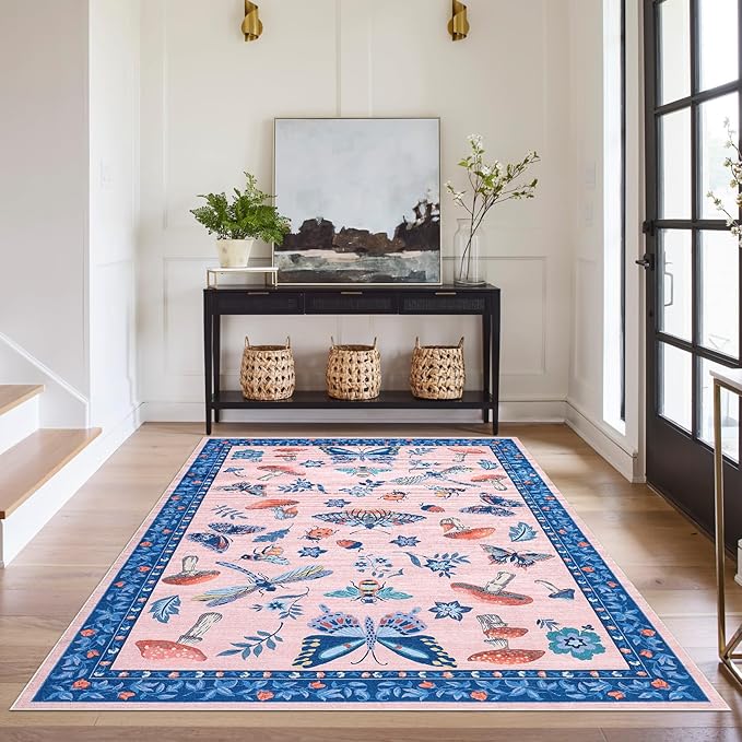 Mushroom Insect Washable Rug 5x7 Area Rugs - Image 2