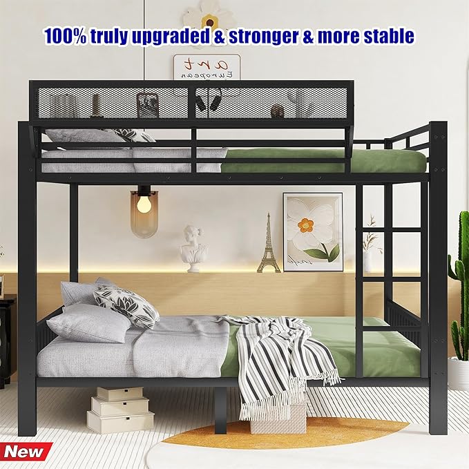 Upgraded & Stronger Heavy Duty Metal Queen Over Queen Bunk Bed - Image 3