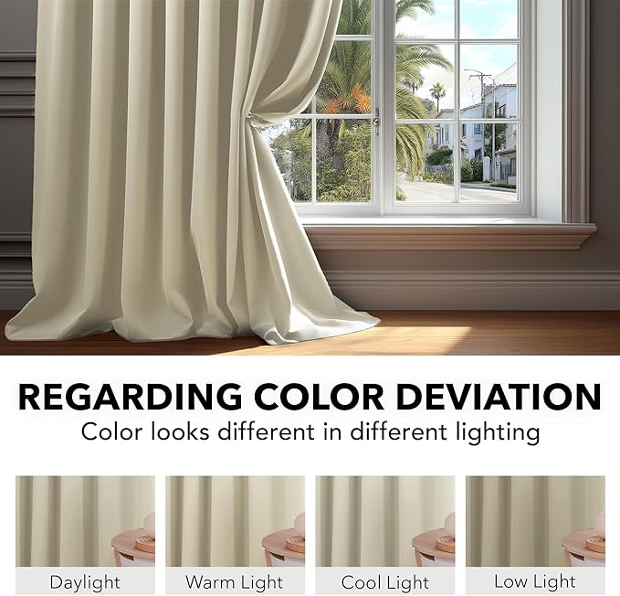 Deconovo Blackout Curtains, Thermal Insulated, W42 x L95 2 Panels, Back Tab - Image 6