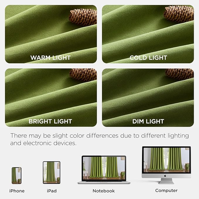 Joydeco Moss Green 100% Blackout Curtains 84 Inch 2 Panels, Luxury Thermal - Image 7