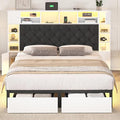 Queen Bed Frame with Bookcase Headboard and Storage Drawers, 51.2" Metal by Siihnon