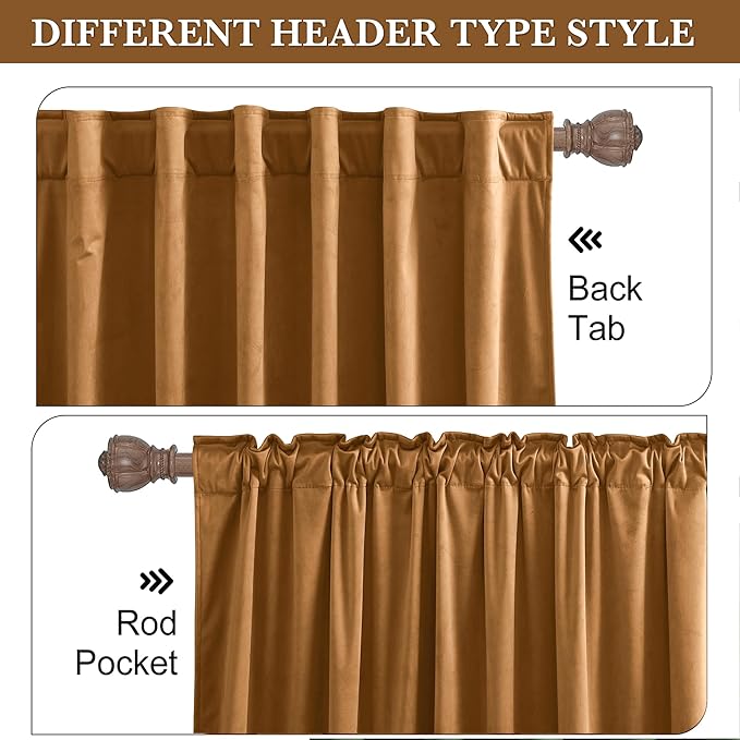 RYB HOME Luxurious Bronze Velvet Curtain Panels - Image 2