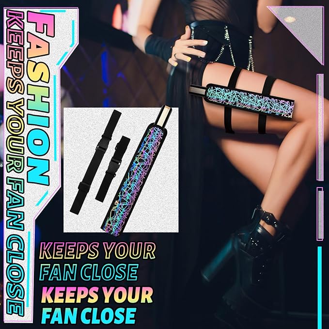 Summer Rave Fan Thigh Holster Rave Fan Holder Folding Hand Pouch Foldable - Image 5