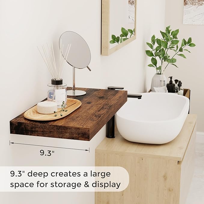 Floating Shelves 16 Inch Long, Wall-Mounted Bathroom Shelves Set of 2, 9.3 Inch - Image 4