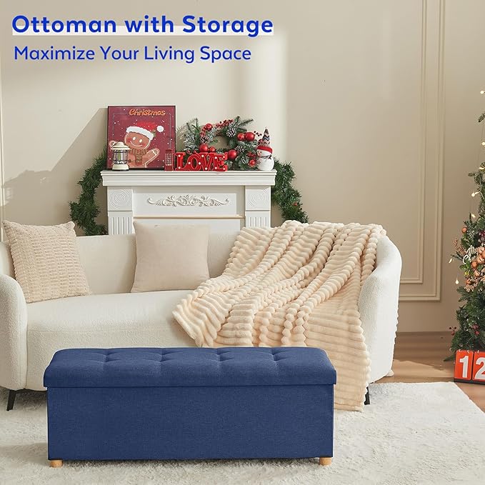 BRIAN & DANY 43 Inches Folding Storage Ottoman Bench, Ottoman - Image 7