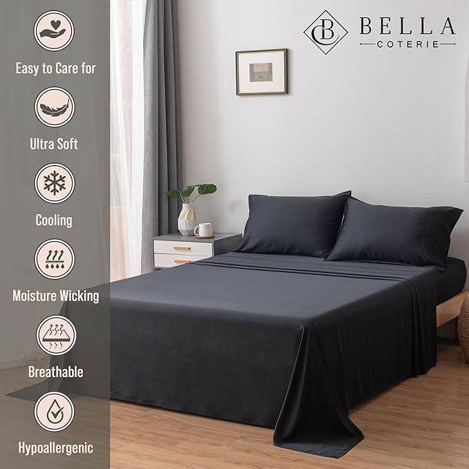 Bella Coterie Luxury Bamboo Viscose Split King Size Sheet Set | 2 Fitted Sheets - Image 3