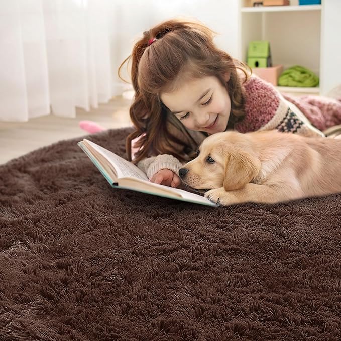 OLANLY Coffee Round Rugs for Bedroom - Image 4