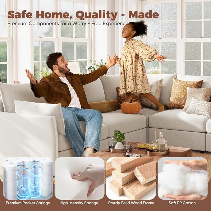 ABCASA 134.6" Oversized Modular Sectional Sofa, 6 Seater U Shaped Couch - Image 8
