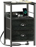 Furologee Nightstand with Charging Station, Side Table with USB Ports, End by Furologee