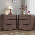 Walnut Curved Nightstand Set of 2, 23.2" Wide Wood Bedside Table by StandifurnoFurniture