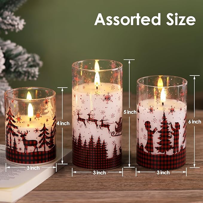 Eywamage Christmas Flameless Pillar Candles - Image 2