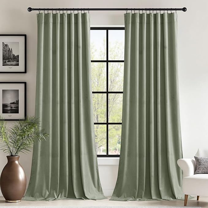 StangH Sage Green Velvet Curtains by StangH
