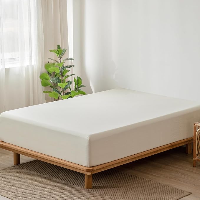 MooMee Fitted Bottom Sheet Only 100% Washed Cotton Linen Like Textured - Image 3
