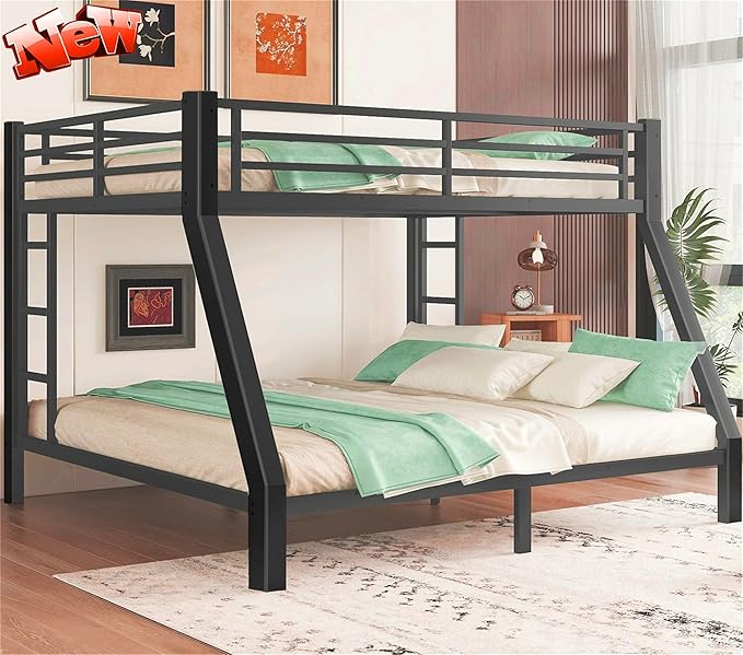 Upgraded Version Thicken Metal Heavy Duty Queen Over King Bunk Bed, Best Modern by Unknown
