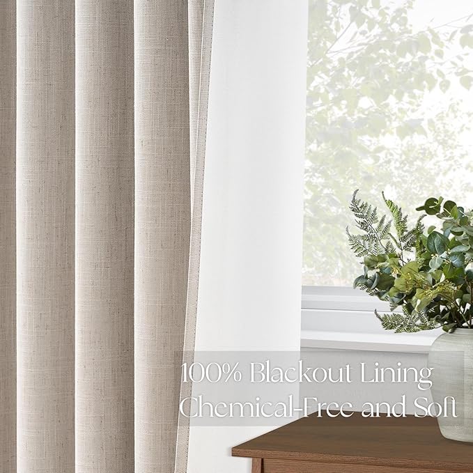 Topfinel 90 Inches Long Full Blackout Linen Curtains - Image 5