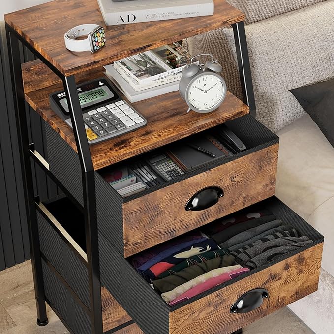 Dresser with 4 Drawers, Fabric Storage Tower - Image 6