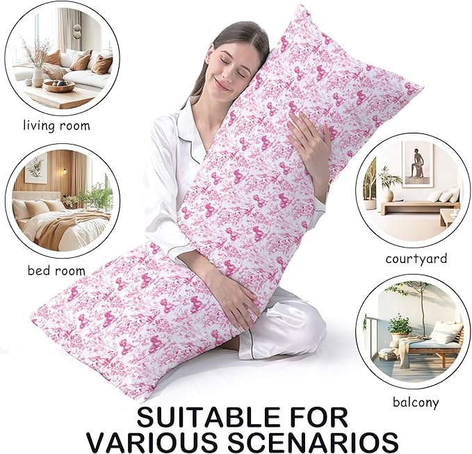 Pink Chinoiserie Dachshund Dog 20x54 Body Pillow Cover - Image 3