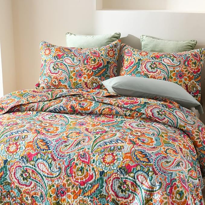 Cotton Bedspread Quilt Sets, Reversible Bedding Coverlet Sets Comforter - Image 5