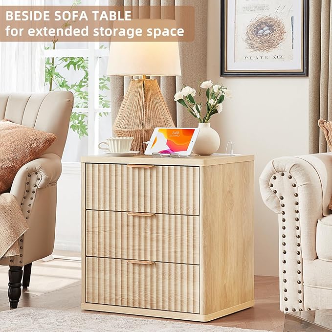 LEYAOYAO Fluted Nightstand - Image 9