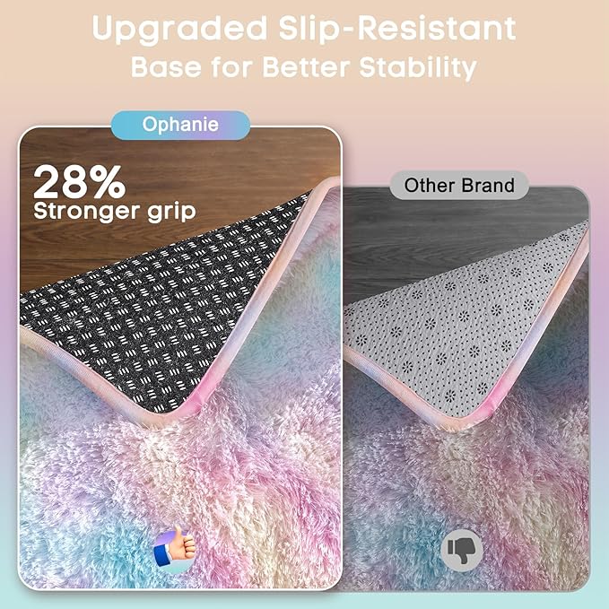 Ophanie Rainbow Colorful Rugs for Living Room 5x8, Unicorn Fluffy Shag Fuzzy - Image 4