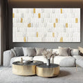YETHEN WAL White and Gold Textured Wall Art 29x58, Hand-Painted Neutral by Unknown