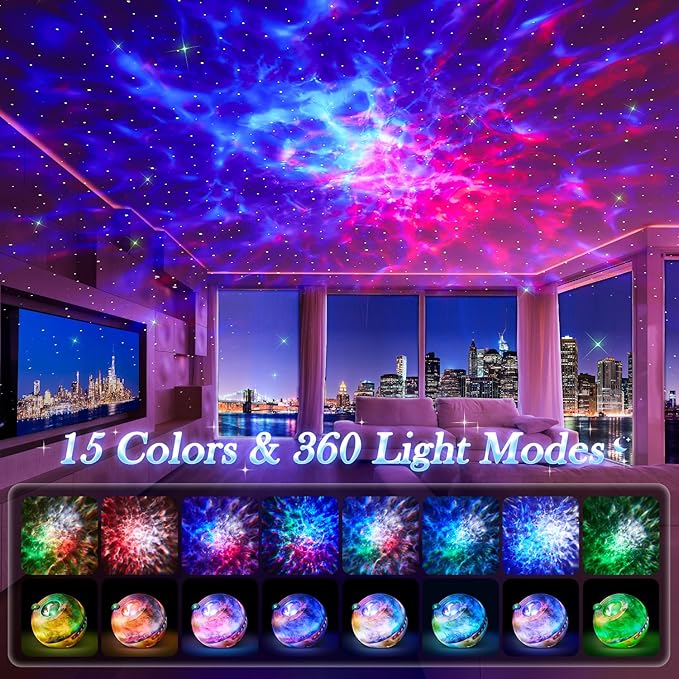Galaxy Projector for Bedroom, 15 Colors Star Projector for Kids Night Light for - Image 2