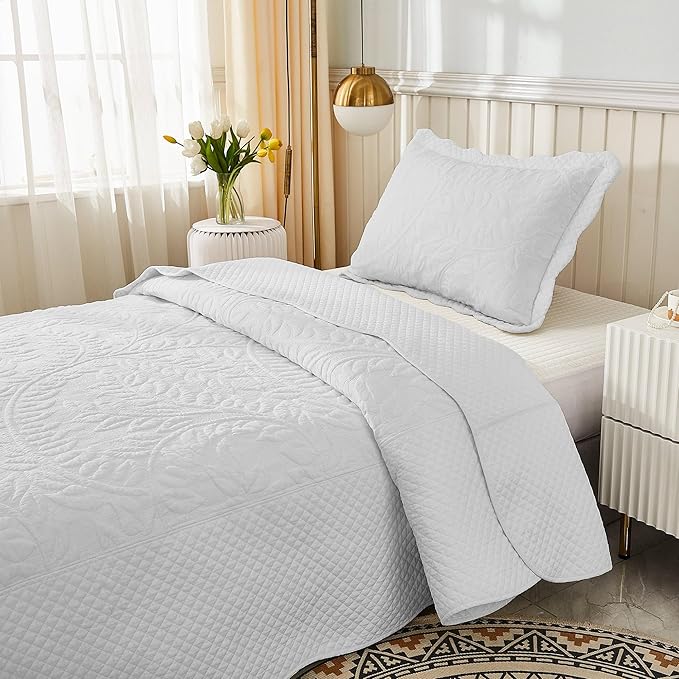 MarCielo 3-Piece 100% Cotton Oversized Bedspread Lightweight Quilt Coverlet - Image 5