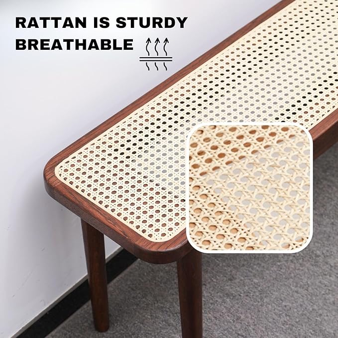 47.2'' Natural Rattan Dining Bench - Image 6