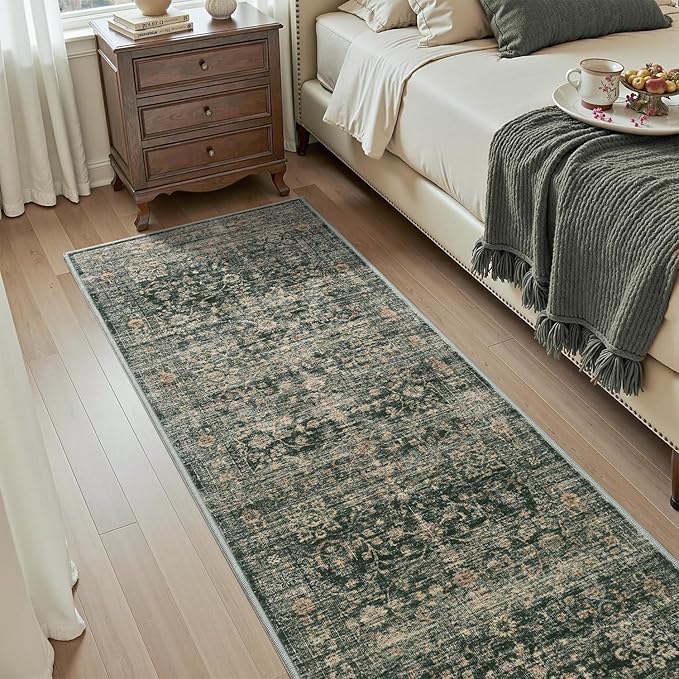 MontVoo-Vintage 2x10 Runner Rug-Soft Green Washable Runners - Image 5