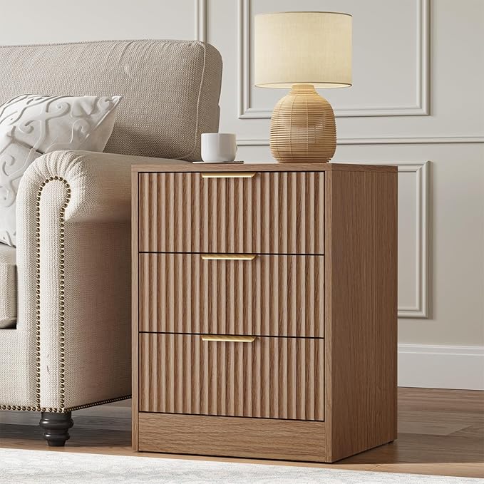 Fluted Dresser & 3 Drawer Nightstand Set 3-Piece, 63” Long 9 Drawer Dresser and - Image 7