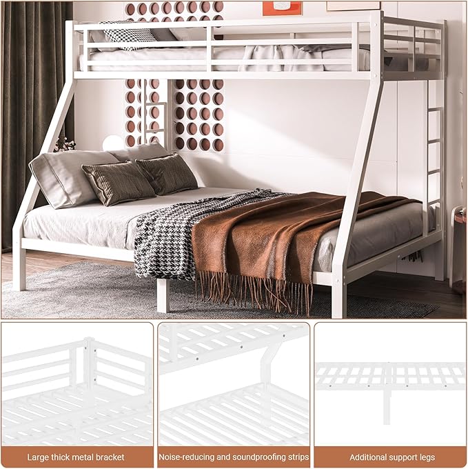 Twin XL Over Queen Bunk Bed Frame, Heavy Duty Metal Loft Bed - Image 3