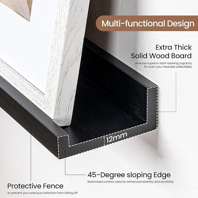 Picture Ledge Shelf, Floating Shelves Set of 2, 24 Inches Solid Wood Nursery - Image 4