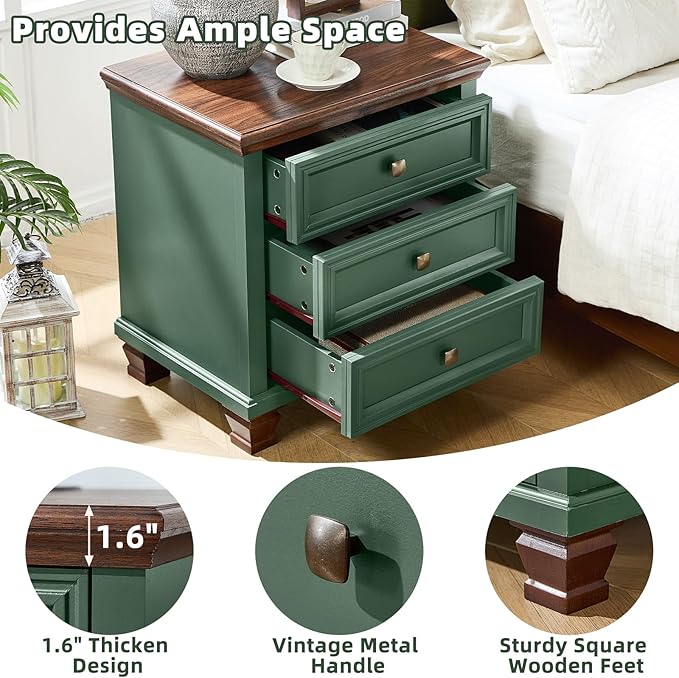 SAVOR LIFE Farmhouse Nightstand Set of 2, Rustic Accent End Table - Image 7