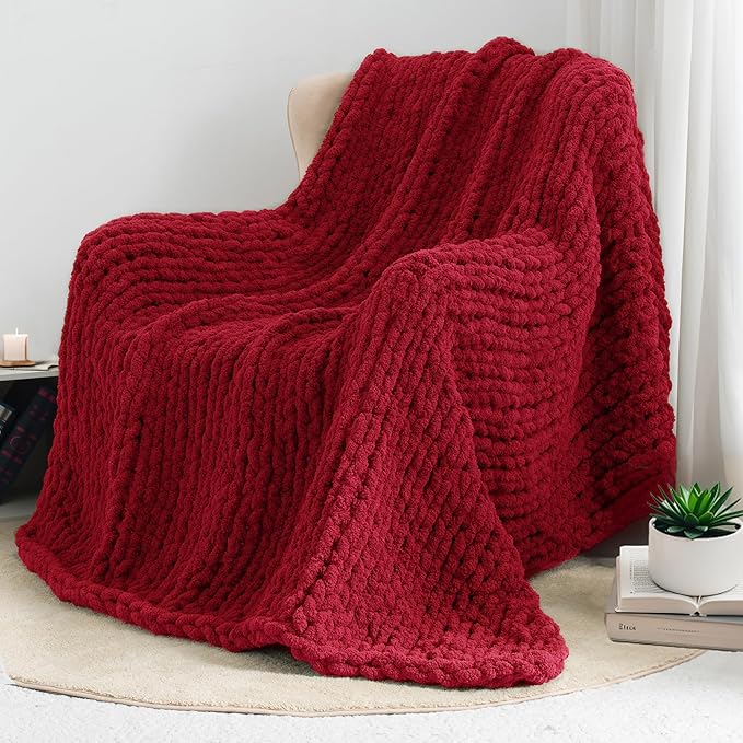 Chunky Knit Throw Blanket 50"X 60", 100% Handmade - Image 7