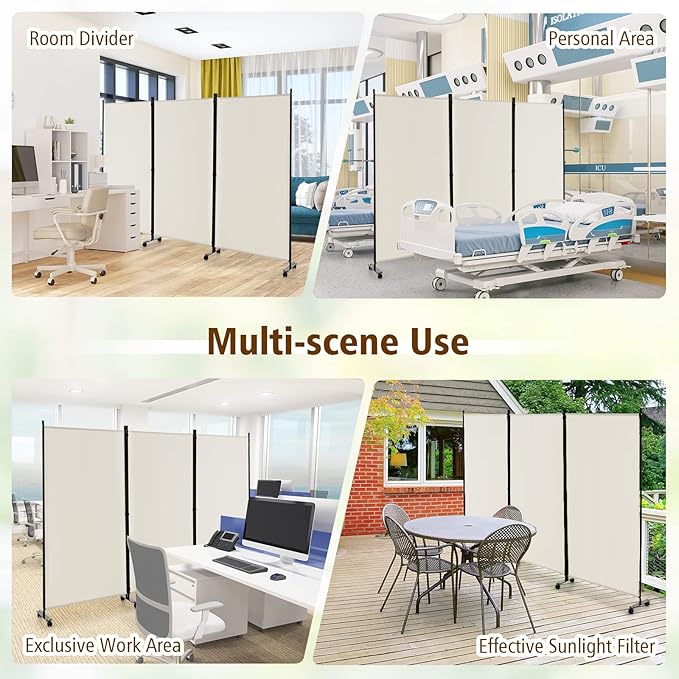 GOFLAME 3 Panel Folding Room Divider, 6FT Rolling Privacy Screen - Image 8