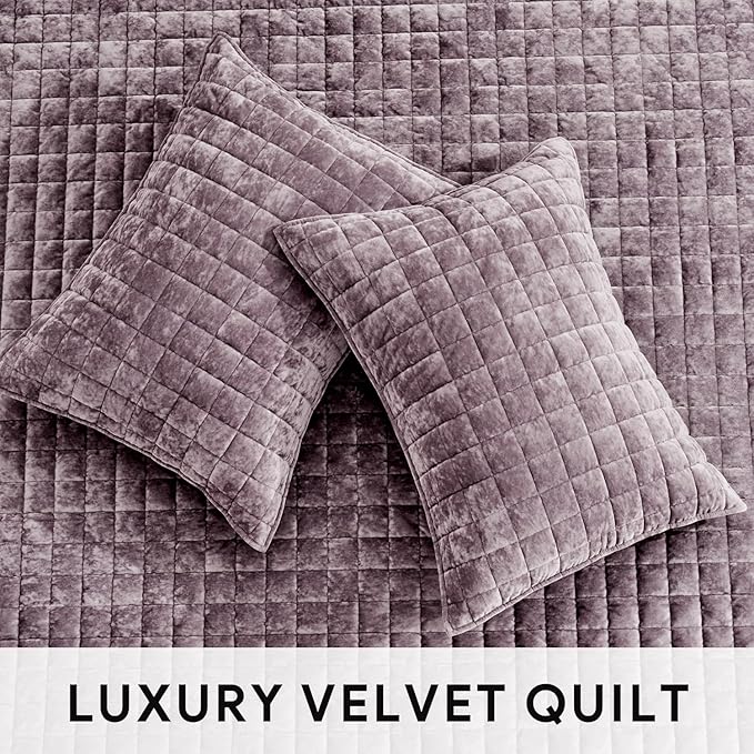 RECYCO Luxury Velvet Quilt Set Full Queen Size Bedding Sets, Ultra Soft Velvet - Image 4