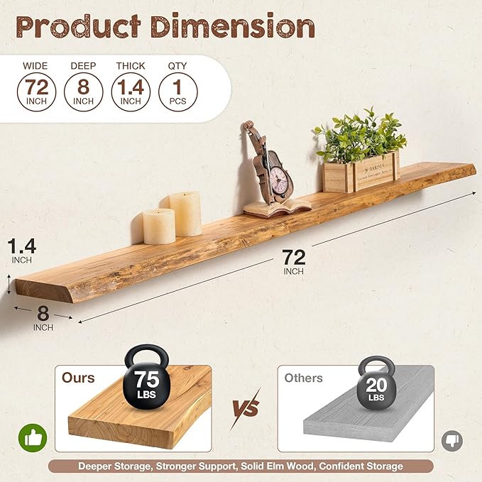 fuqing Live Edge Floating Shelves - Image 3