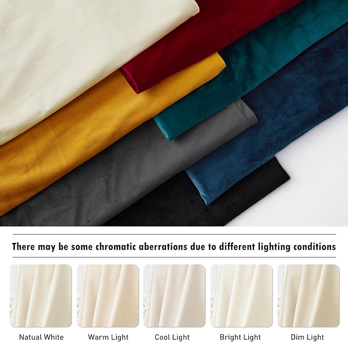 RYB HOME Cream White Velvet Curtains 100 inches, Back Tab Soft Fabric Room - Image 7