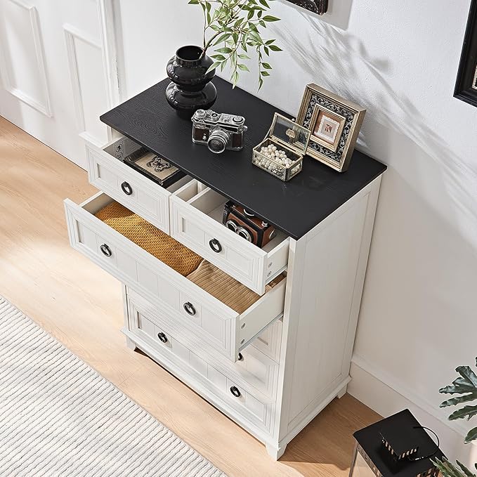 Farmhouse 6 Drawer Dresser for Bedroom Set of 2, Rustic Wood Dresser - Image 4