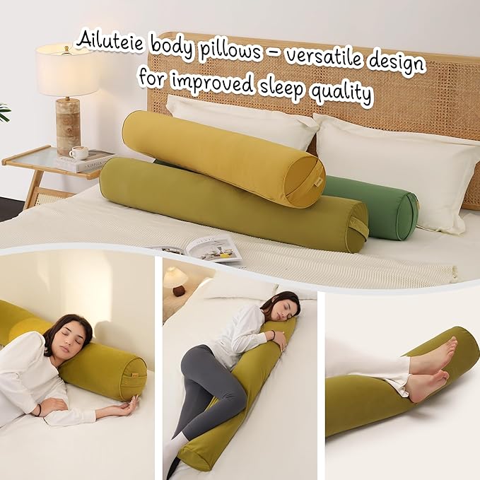 Long Round Body Pillow for Adults – Bolster Pillow for Bed, Cervical Roll Pillow - Image 6