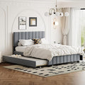 Queen Bed Frame with Trundle Bed, Velvet Upholstered Platform Bed Frame with by Bellemave