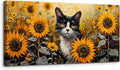 SERIMINO Large Wall Art Canvas Prints, Sunflower Cat Wall Art Aesthetic by SERIMINO