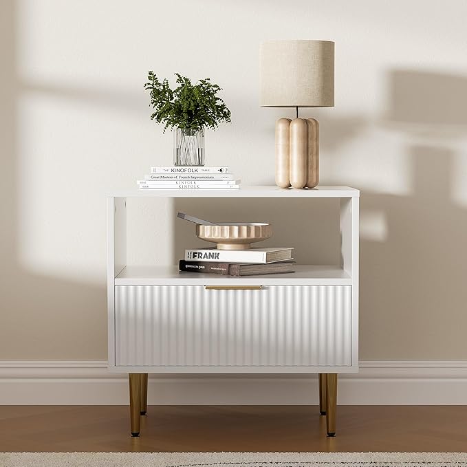 White Nightstand Set of 2, Modern Nightstand - Image 7