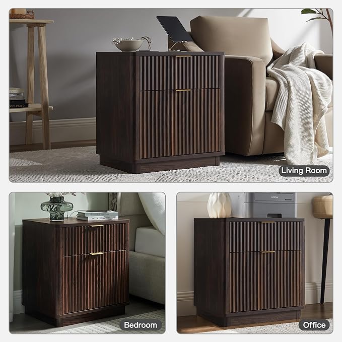 T4TREAM 23'' Fluted Nightstand Set of 2 - Image 7